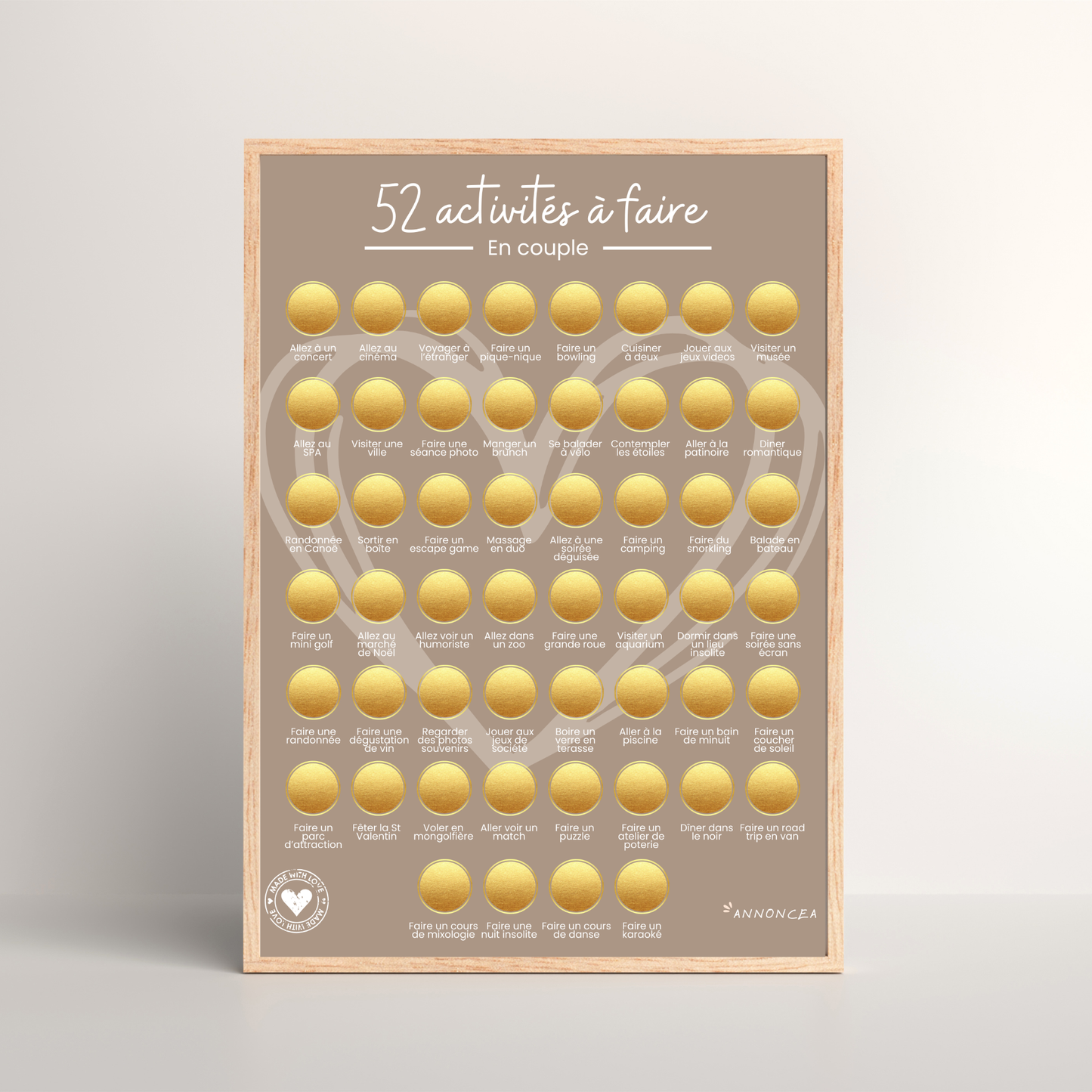 52 activités en amoureux - Poster à gratter pour les couples