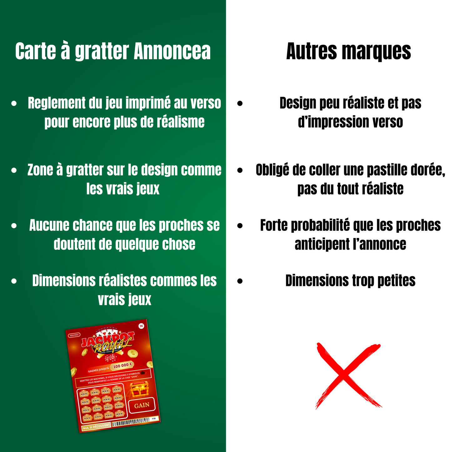 Carte à gratter annonce grossesse - Jackpot royal
