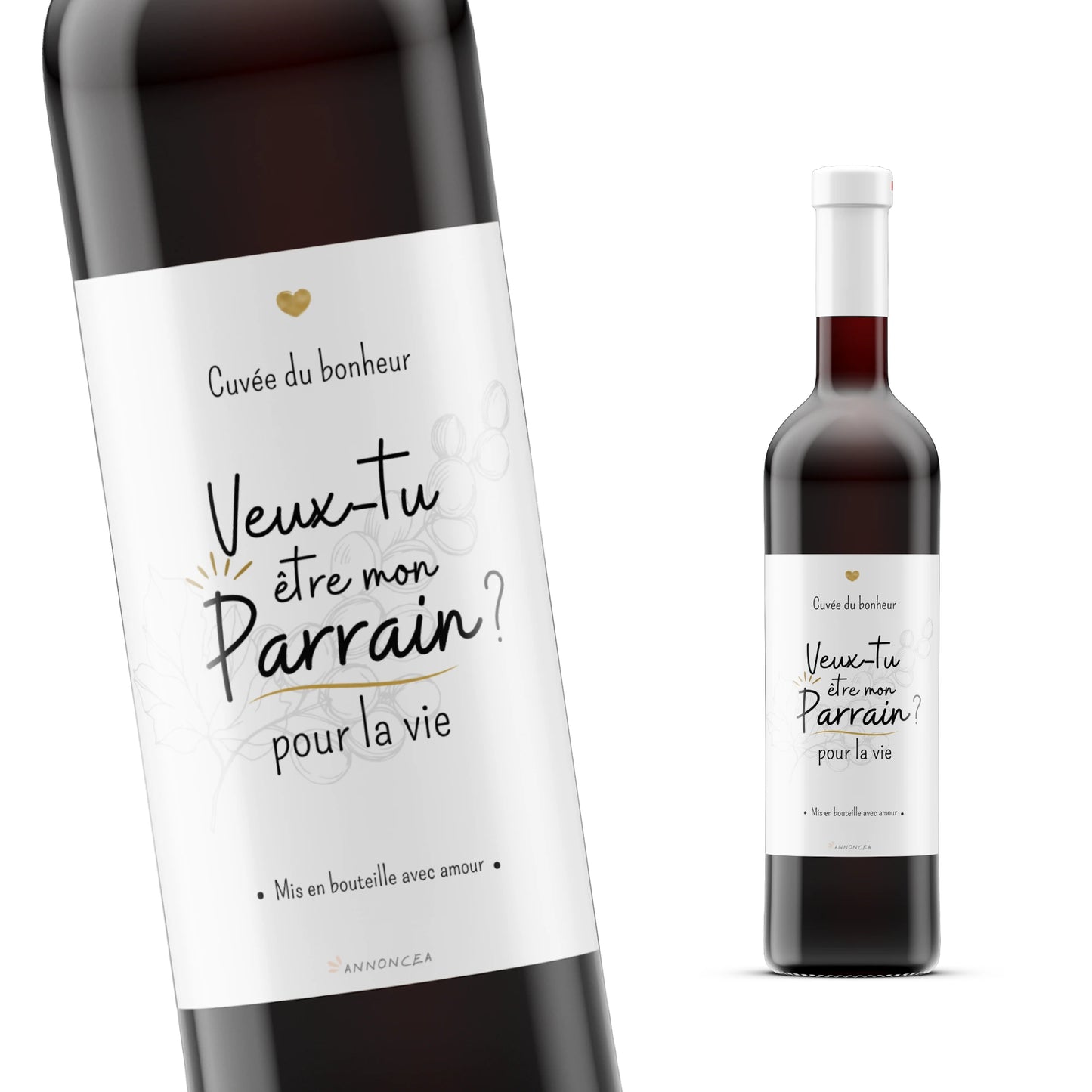 Etiquette bouteille vin demande parrain